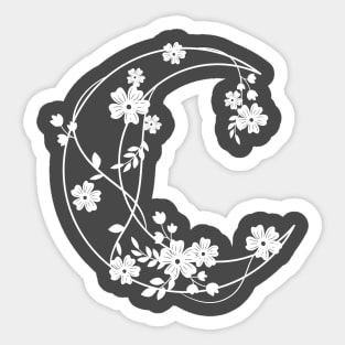 Crescent with Flowers: Nighttime Bloom Sticker